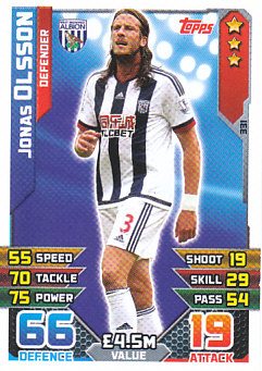 Jonas Olsson West Bromwich Albion 2015/16 Topps Match Attax #331